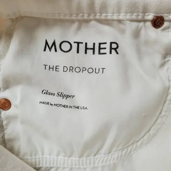 Mother The Dropout Straight Crop Jeans Glass Slipper Wash White Denim Size 27 - Picture 7 of 10